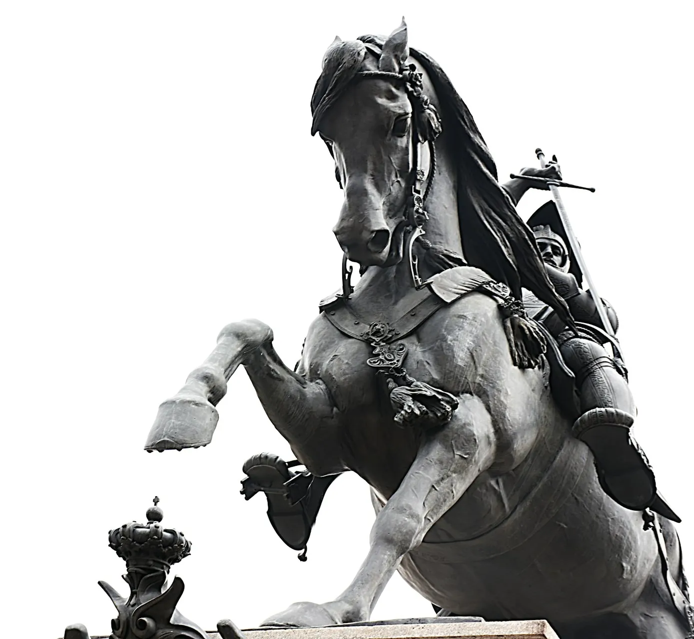 Bronze sculpture of a rearing horse